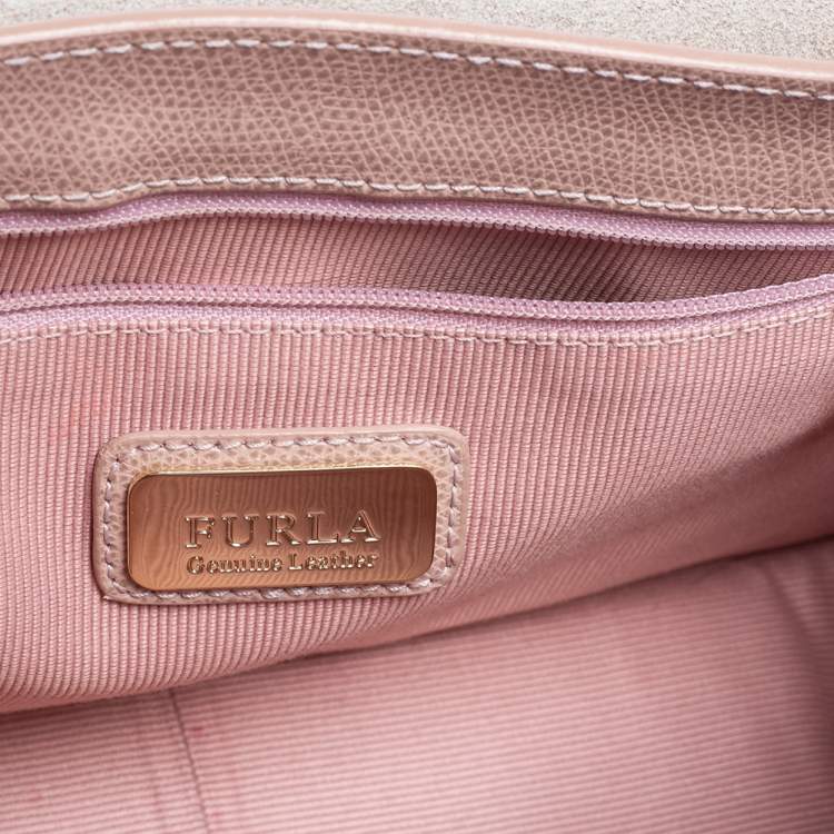 Pre Owned Furla Moonstone Leather Small Metropolis Crossbody Bag