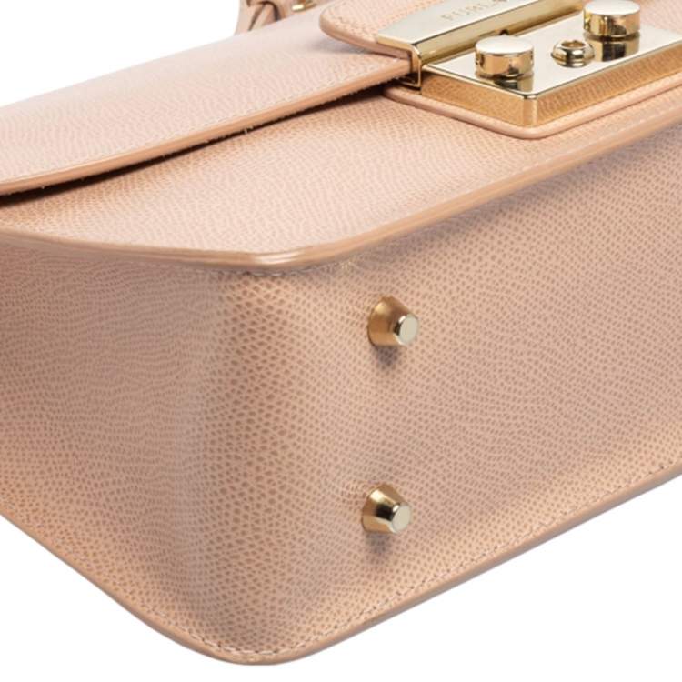 Pre Owned Furla Moonstone Leather Small Metropolis Crossbody Bag