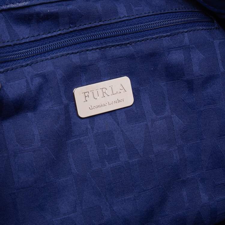 مملوكة مسبقًا Furla Blue Leather Carmen Pleated Tote