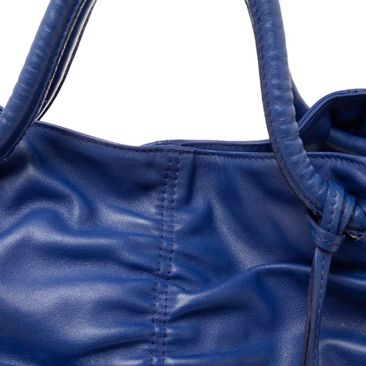 مملوكة مسبقًا Furla Blue Leather Carmen Pleated Tote