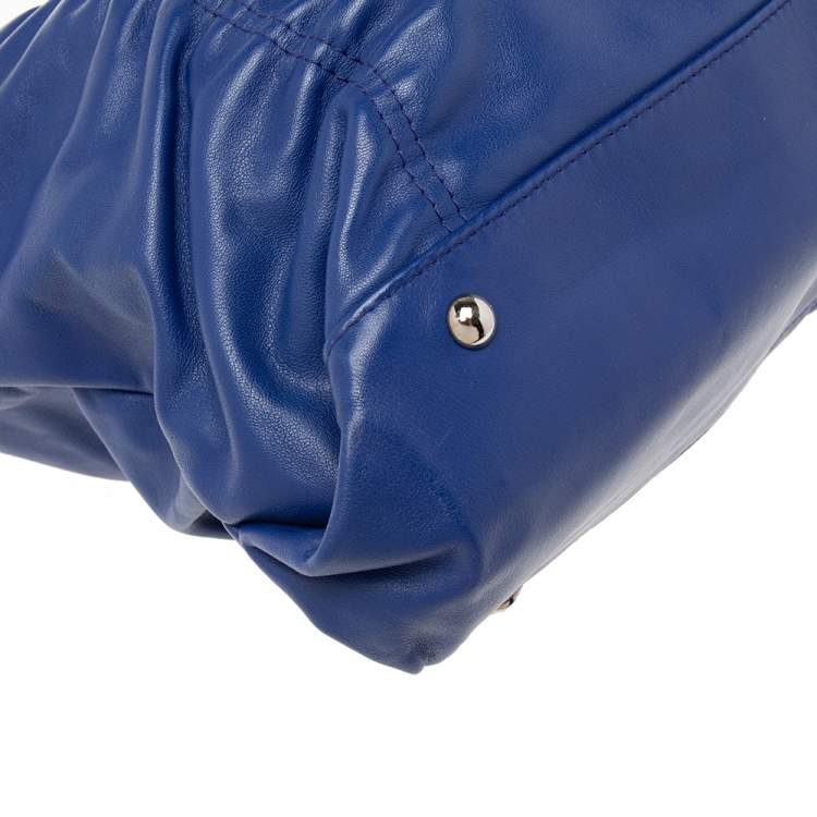 مملوكة مسبقًا Furla Blue Leather Carmen Pleated Tote
