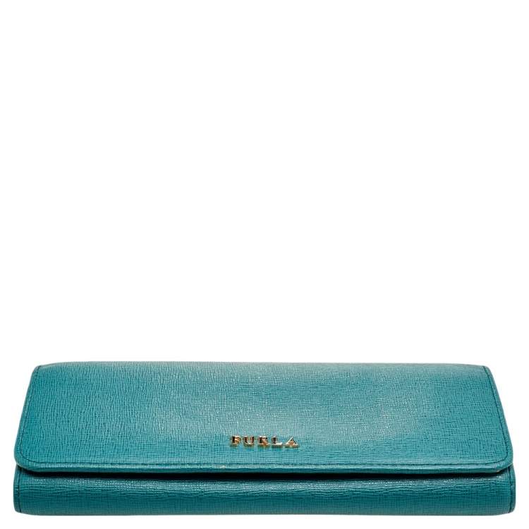Pre Owned Furla Teal Green Saffiano Leather Continental Wallet