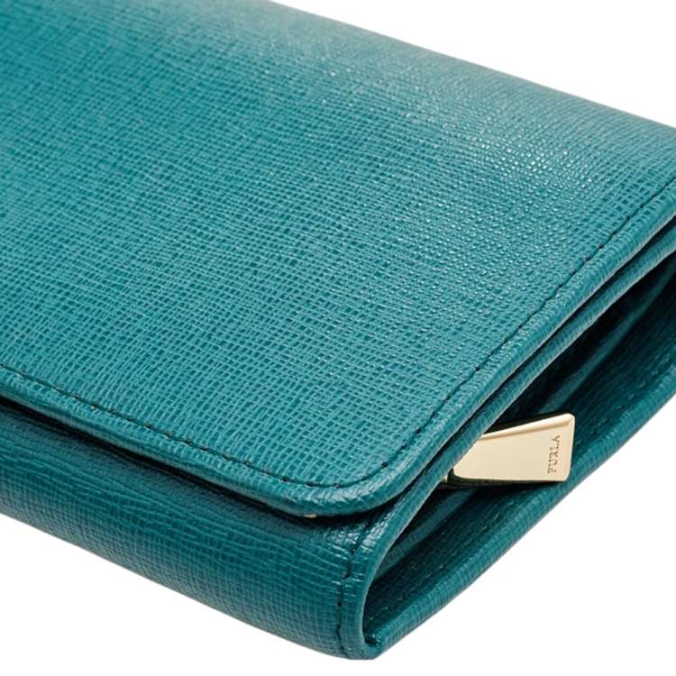 Pre Owned Furla Teal Green Saffiano Leather Continental Wallet