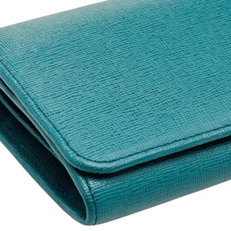 Pre Owned Furla Teal Green Saffiano Leather Continental Wallet