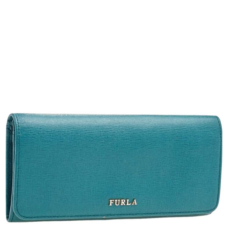 Pre Owned Furla Teal Green Saffiano Leather Continental Wallet