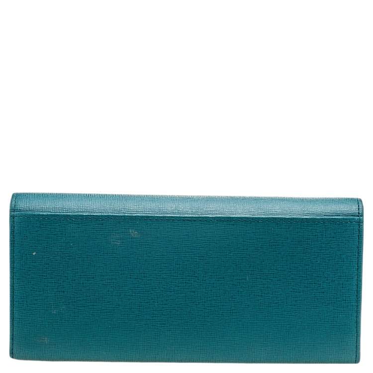 Pre Owned Furla Teal Green Saffiano Leather Continental Wallet
