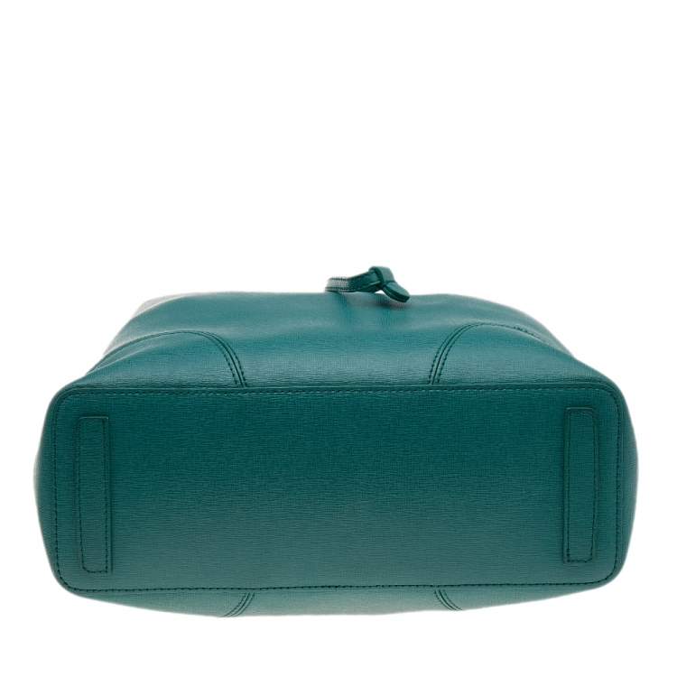 Pre Owned Furla Teal Green Saffiano Leather Stacy Bucket Bag