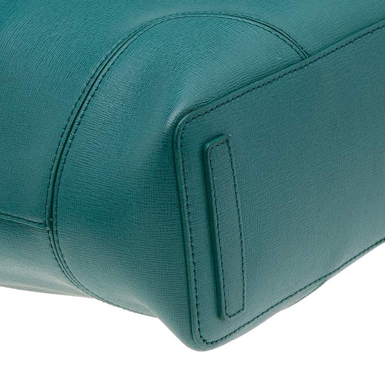 Pre Owned Furla Teal Green Saffiano Leather Stacy Bucket Bag