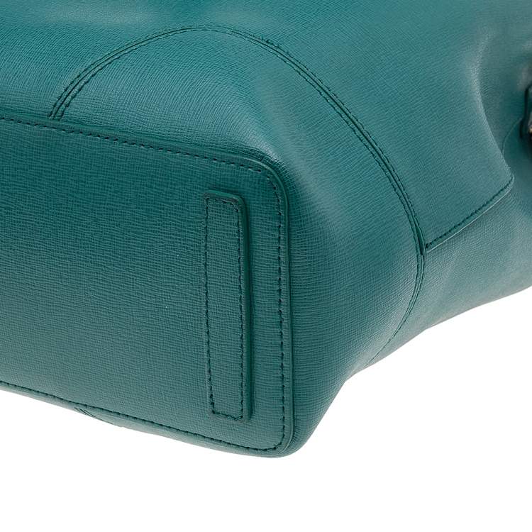 Pre Owned Furla Teal Green Saffiano Leather Stacy Bucket Bag