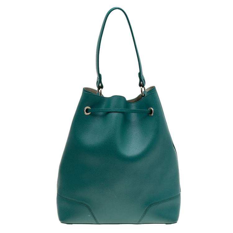 Pre Owned Furla Teal Green Saffiano Leather Stacy Bucket Bag