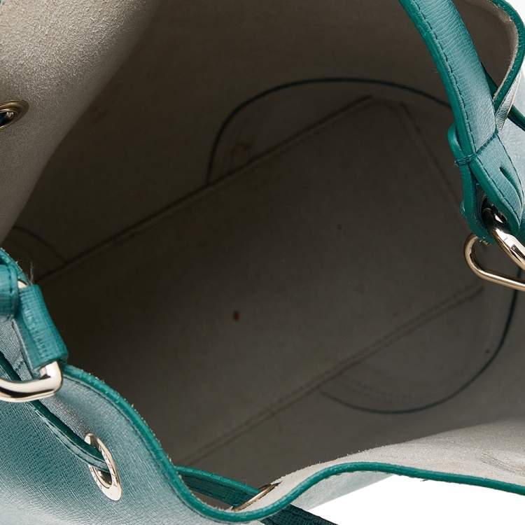 Pre Owned Furla Teal Green Saffiano Leather Stacy Bucket Bag