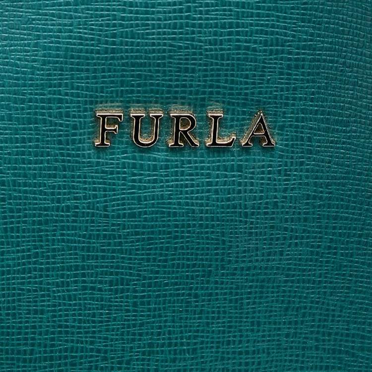 Pre Owned Furla Teal Green Saffiano Leather Stacy Bucket Bag