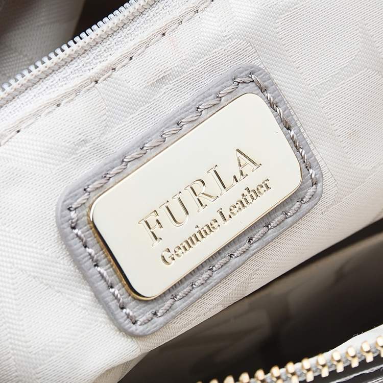 Pre Owned Furla Grey Leather Tessa Satchel