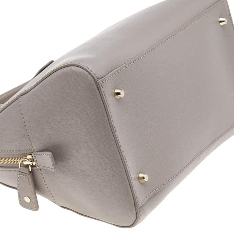 Pre Owned Furla Grey Leather Tessa Satchel