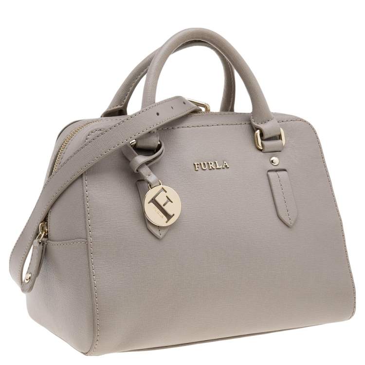 Pre Owned Furla Grey Leather Tessa Satchel