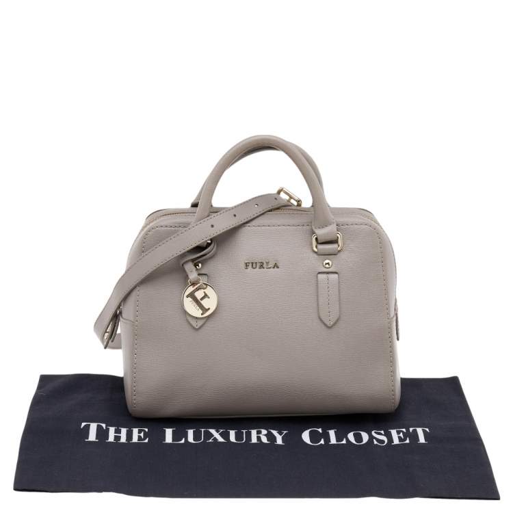 Pre Owned Furla Grey Leather Tessa Satchel
