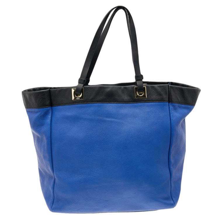 Pre Owned Furla Tri Color Leather Shopper Tote