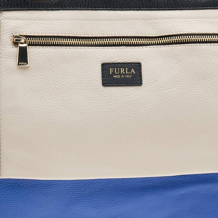 Pre Owned Furla Tri Color Leather Shopper Tote