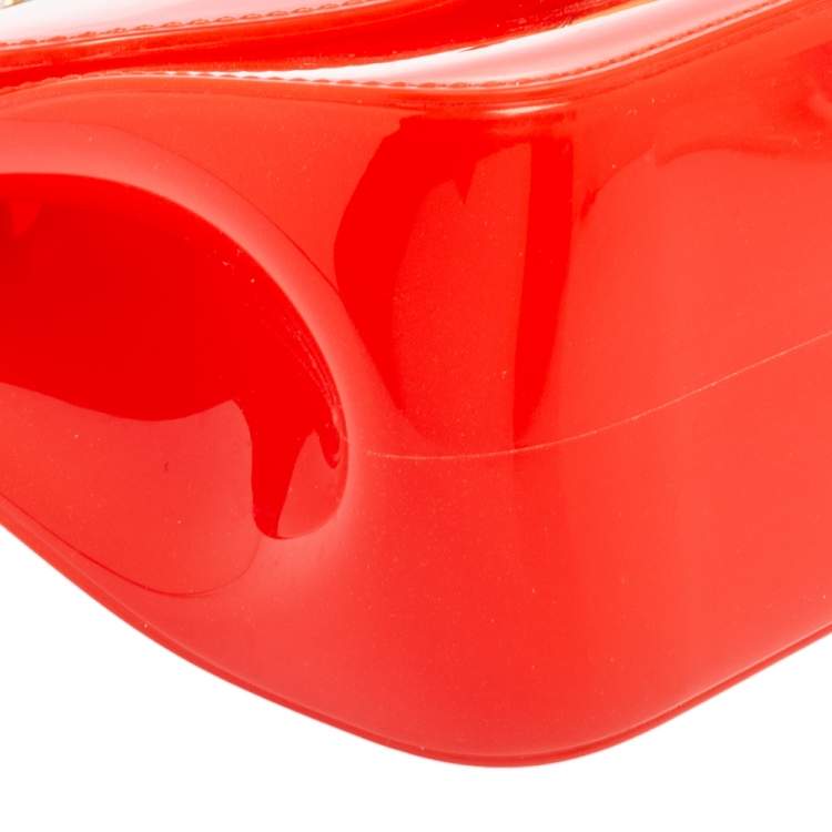 Pre Owned Furla Coral Red Rubber Candy Top Handle Bag