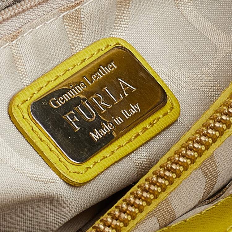 Pre Owned Furla Yellow Leather Small Linda Tote