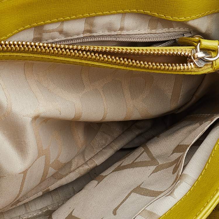 Pre Owned Furla Yellow Leather Small Linda Tote