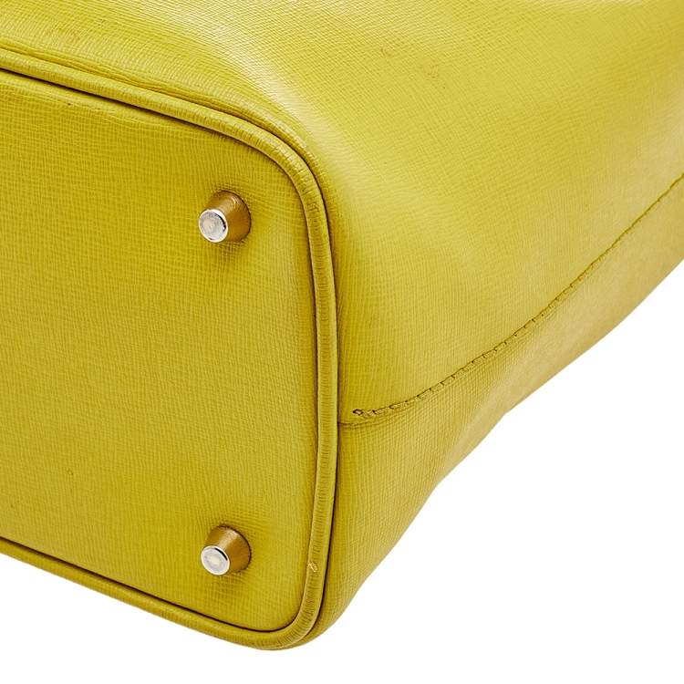 Pre Owned Furla Yellow Leather Small Linda Tote