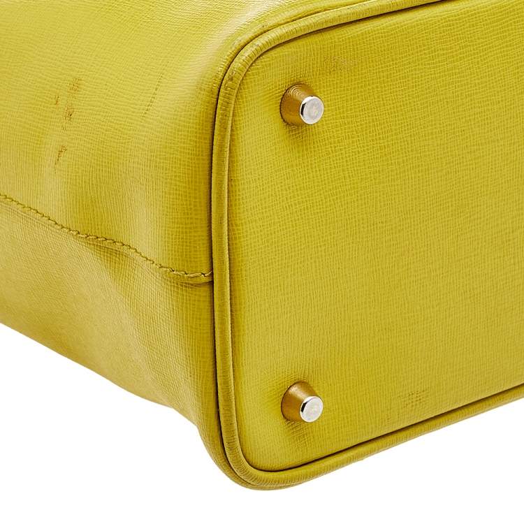 Pre Owned Furla Yellow Leather Small Linda Tote