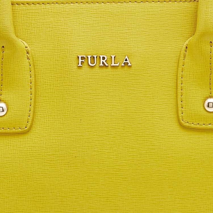 Pre Owned Furla Yellow Leather Small Linda Tote