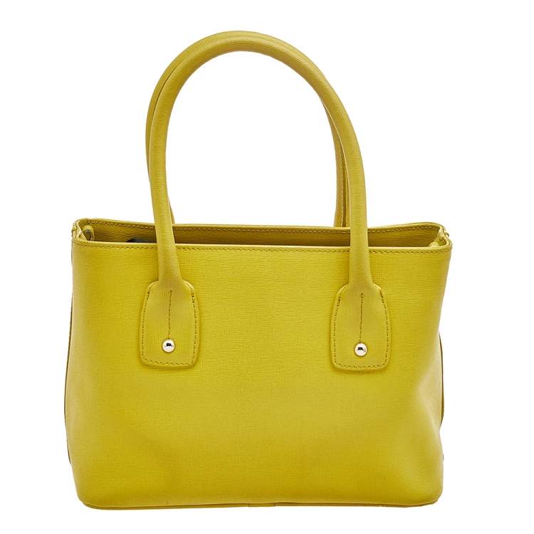 Pre Owned Furla Yellow Leather Small Linda Tote