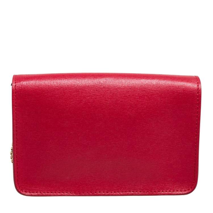 Pre Owned Furla Red Leather Metropolis Chain Shoulder Bag