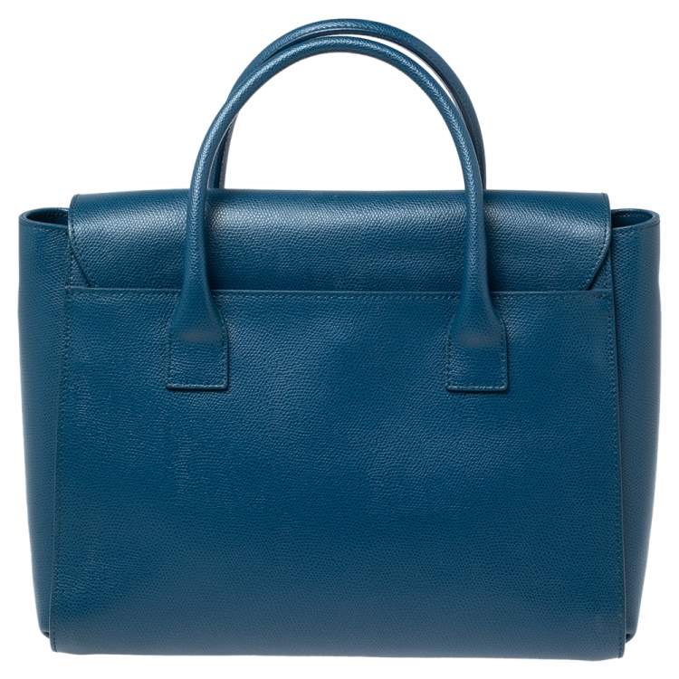 Pre Owned Furla Blue Leather Metropolis Tote