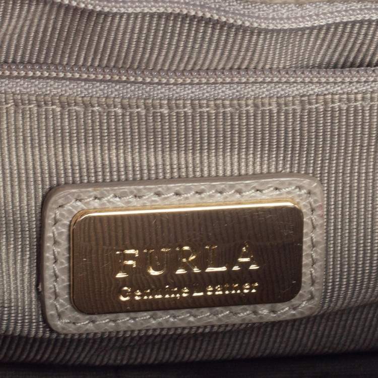 Pre Owned Furla Khaki Green Leather Metropolis Shoulder Bag
