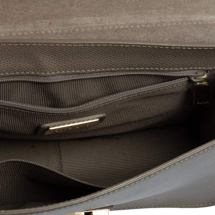 Pre Owned Furla Khaki Green Leather Metropolis Shoulder Bag