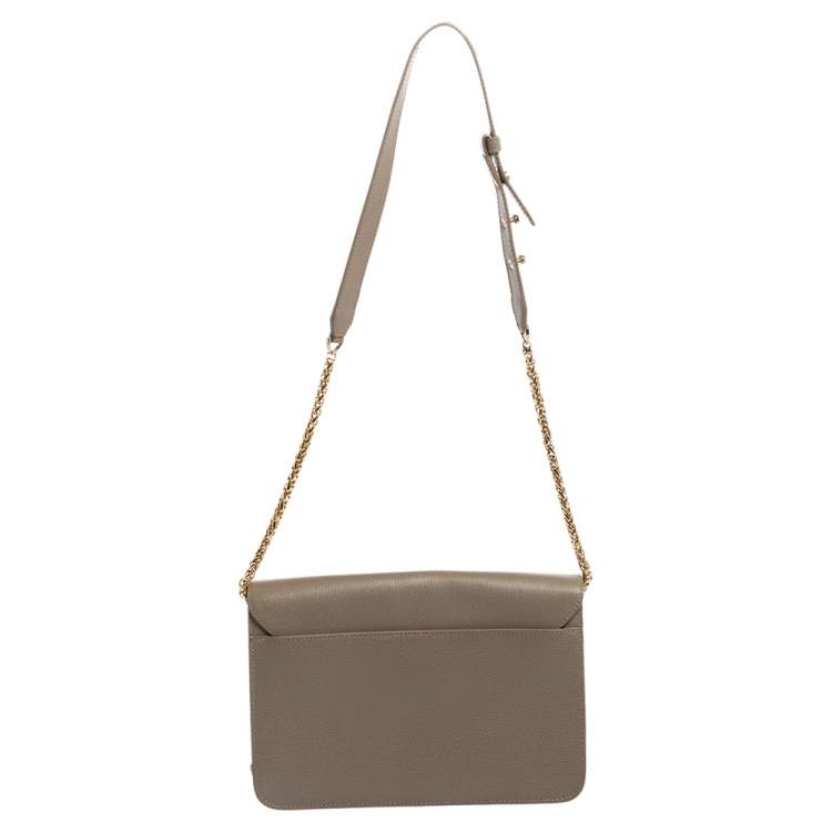 Pre Owned Furla Khaki Green Leather Metropolis Shoulder Bag