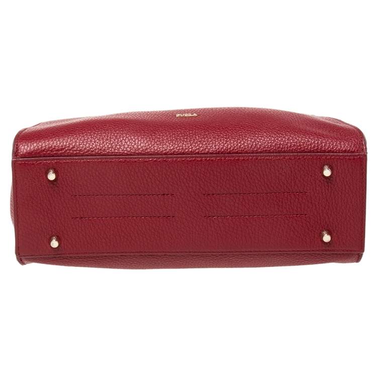 Pre Owned Furla Red Leather Adele Top Handle Bag