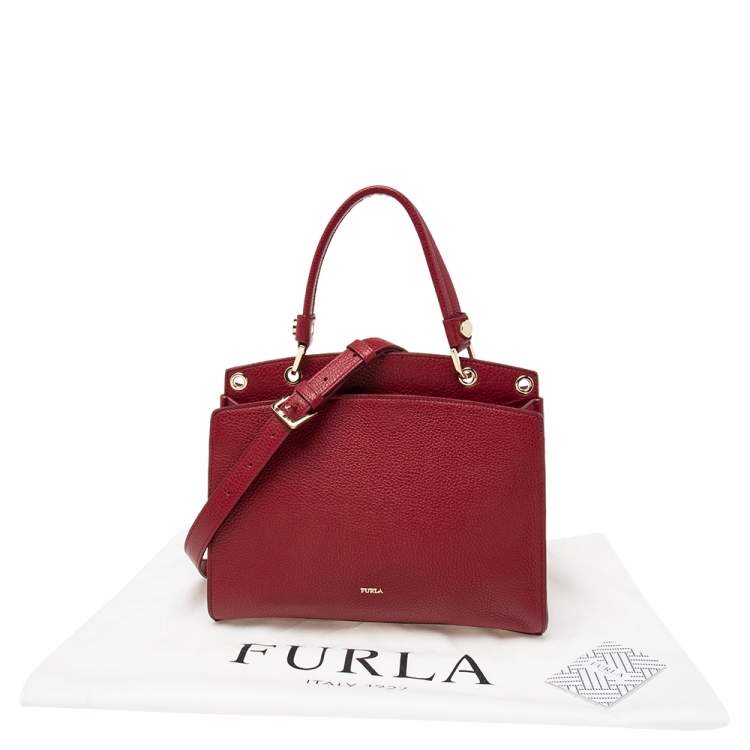 Pre Owned Furla Red Leather Adele Top Handle Bag