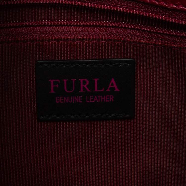 Pre Owned Furla Red Leather Adele Top Handle Bag