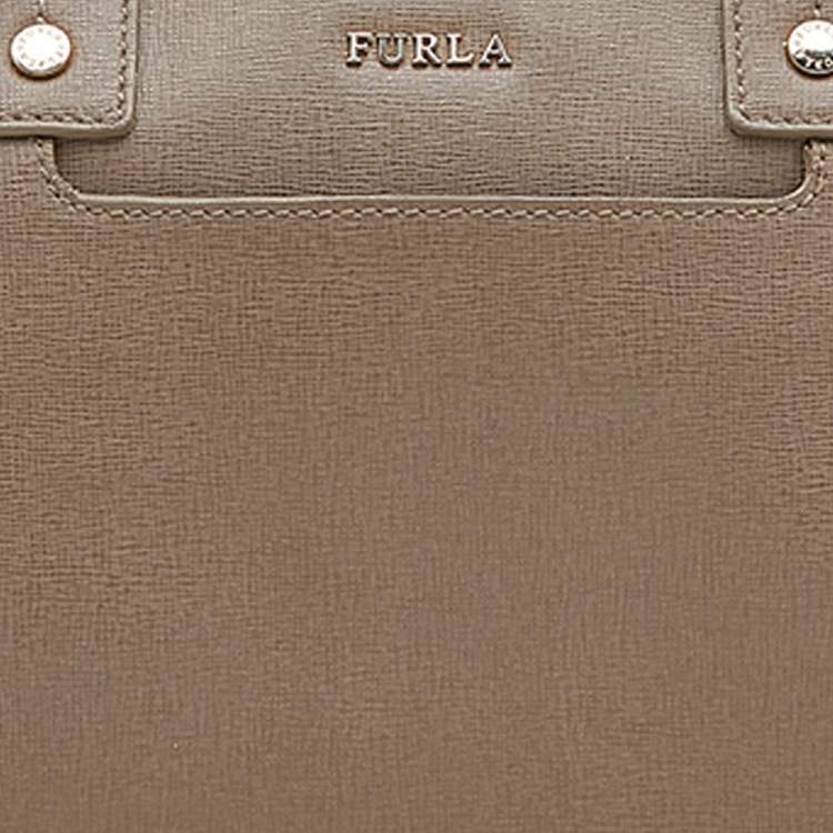 Pre Owned Furla Dark Beige Leather Medium Linda Tote
