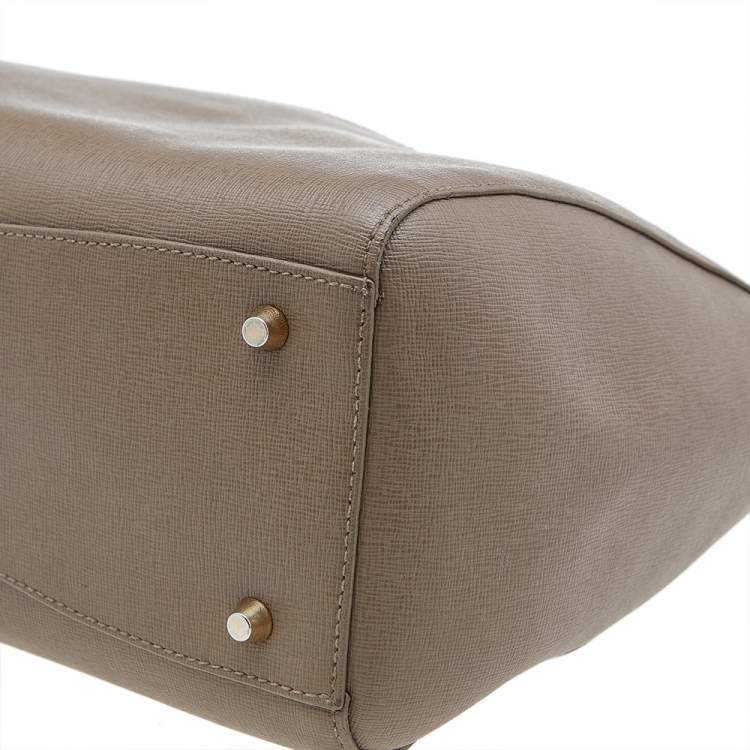 Pre Owned Furla Dark Beige Leather Medium Linda Tote