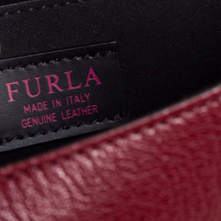 Pre Owned Furla Maroon Leather Medium Diva Top Handle Bag
