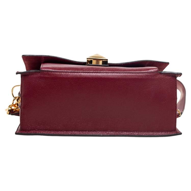 Pre Owned Furla Maroon Leather Medium Diva Top Handle Bag