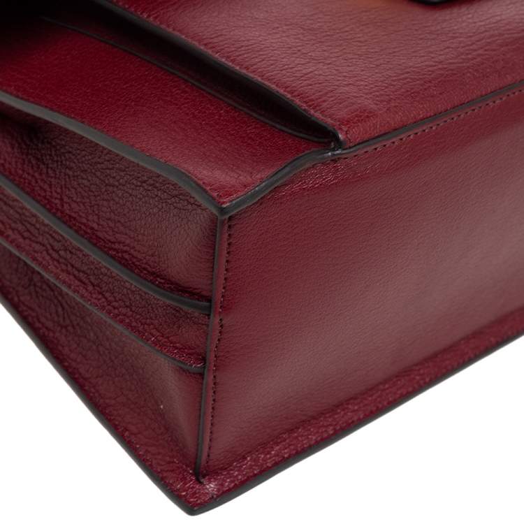 Pre Owned Furla Maroon Leather Medium Diva Top Handle Bag