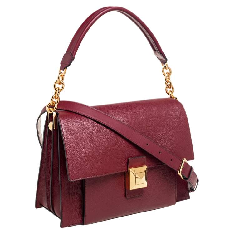 Pre Owned Furla Maroon Leather Medium Diva Top Handle Bag