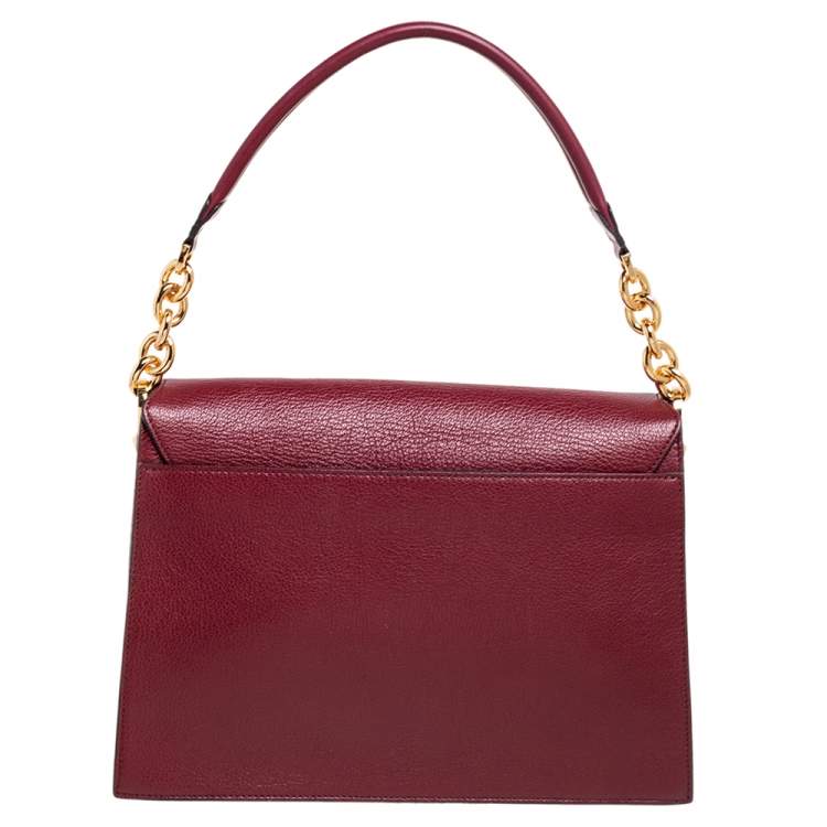 Pre Owned Furla Maroon Leather Medium Diva Top Handle Bag