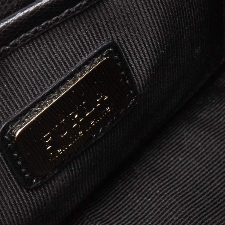 Pre Owned Furla Black Leather Mini Metropolis Chain Shoulder Bag