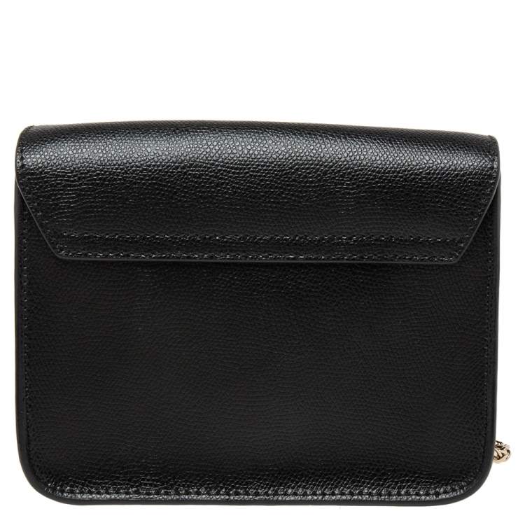 Pre Owned Furla Black Leather Mini Metropolis Chain Shoulder Bag