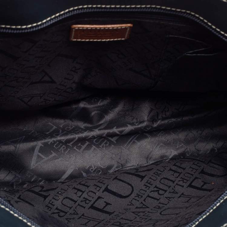 Pre Owned Furla Navy Blue Leather Tote