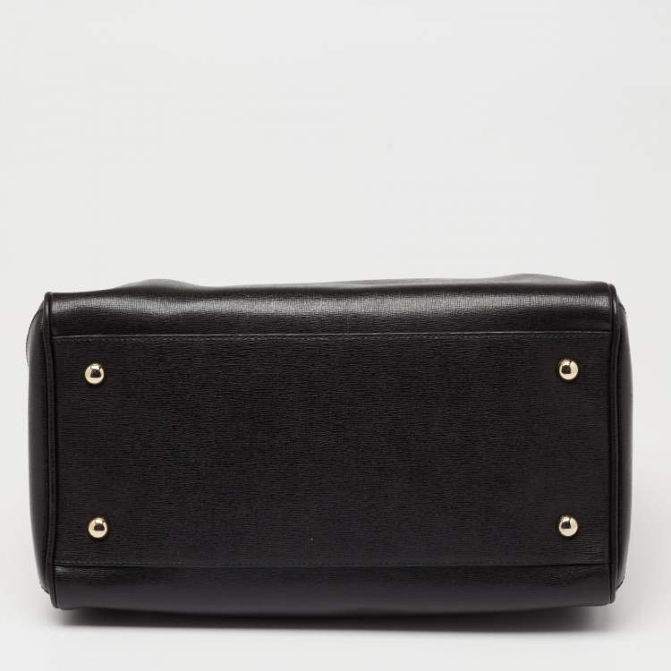 Pre Owned Furla Black Leather Medium Boston Bag
