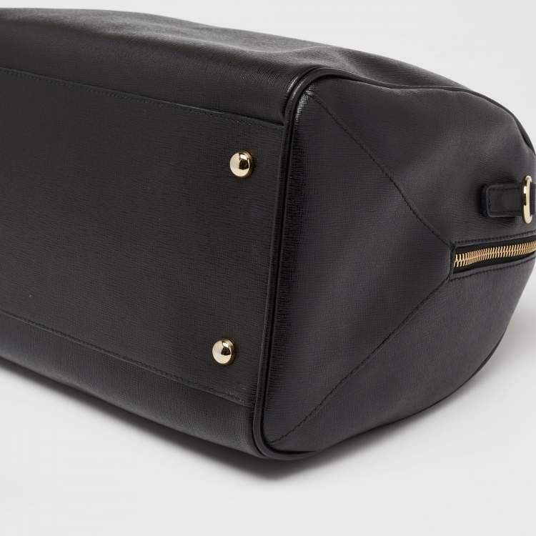 Pre Owned Furla Black Leather Medium Boston Bag