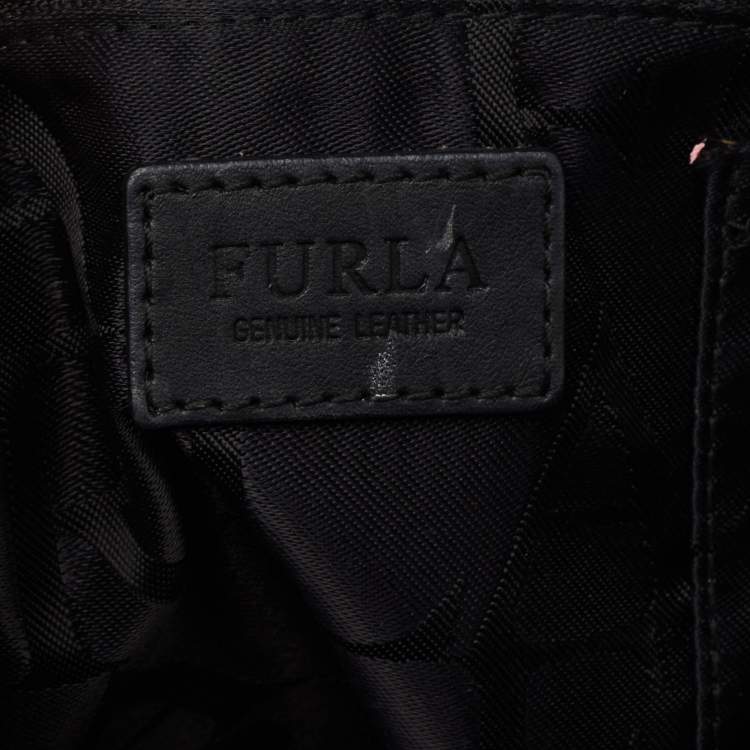 Pre Owned Furla Black Leather Medium Boston Bag
